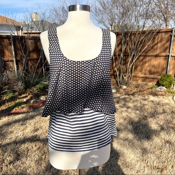 💖 Anthropologie Meadow Rue Throughway Polka Dot Striped Tank - Picture 14 of 14